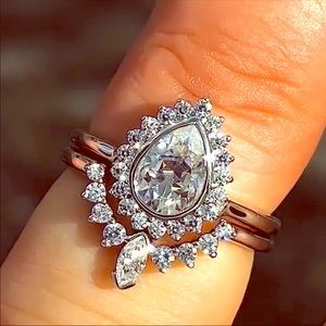 Silver boho crystal stack